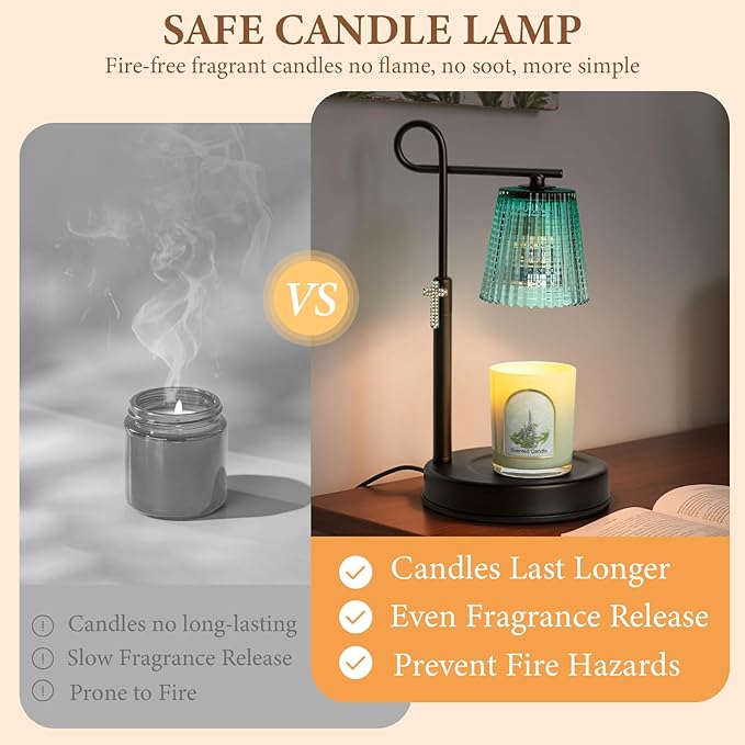 SHARE&CARE Candle Warmer Lamp - Metal Wax Melter with Timer & 4 Dimming Modes, Gift-Ready for Women, Christmas, Birthday (Black)