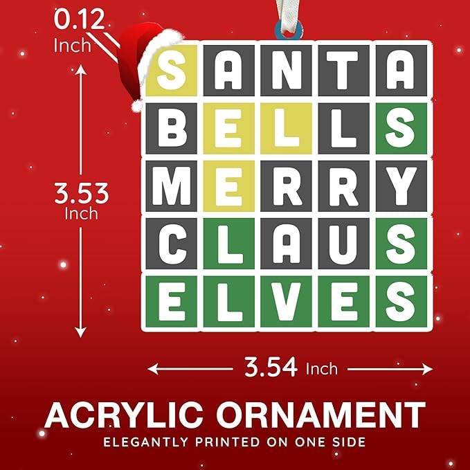Wordle Ornament - Wordle Ornaments for Christmas Tree - Ideal Wordle Gifts for Puzzle Lovers, 2025 Special Edition Christmas Ornament, Perfect Present for Puzzle Enthusiasts, Holiday Decorations