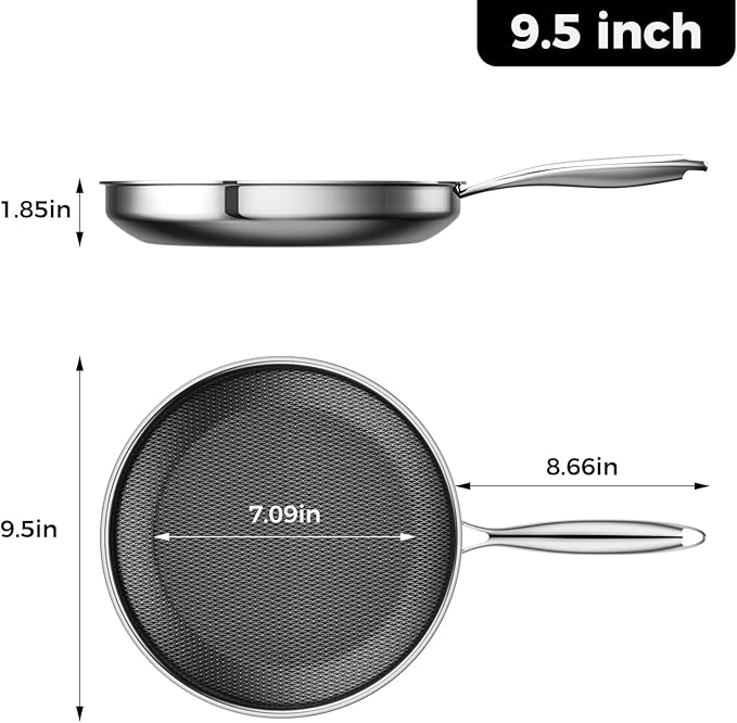 Non Stick Frying Pans,Hybrid Nonstick 9.5 Inch Frying Pan,Stay-Cool Handle,Dishwasher-Friendly,Nonstick Frying Pan,Oven-Safe,Works on,Ceramic and Gas Cooktops