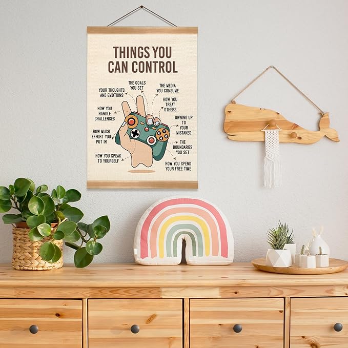 ZTGDA Positive Affirmation Poster,Things You Can Control Poster,Mental Health Gaming Wall Art, Positive Motivational Canvas for Teen Room, Counseling Office, Therapy, or Classroom Decor(Control)