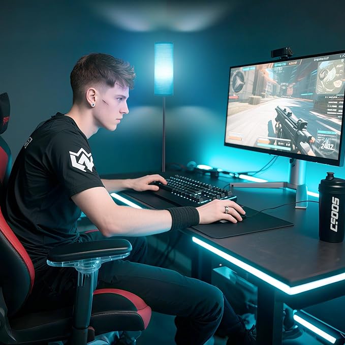 FRIDEKO HOME Floor Lamp with Turquoise Shade, Simple Design with Foot Pedal Switch, Small Tall Lamps for Living Room Bedroom, Corner Floor Stand Light with Black Pole Lamp (No Remote，No Bulb)