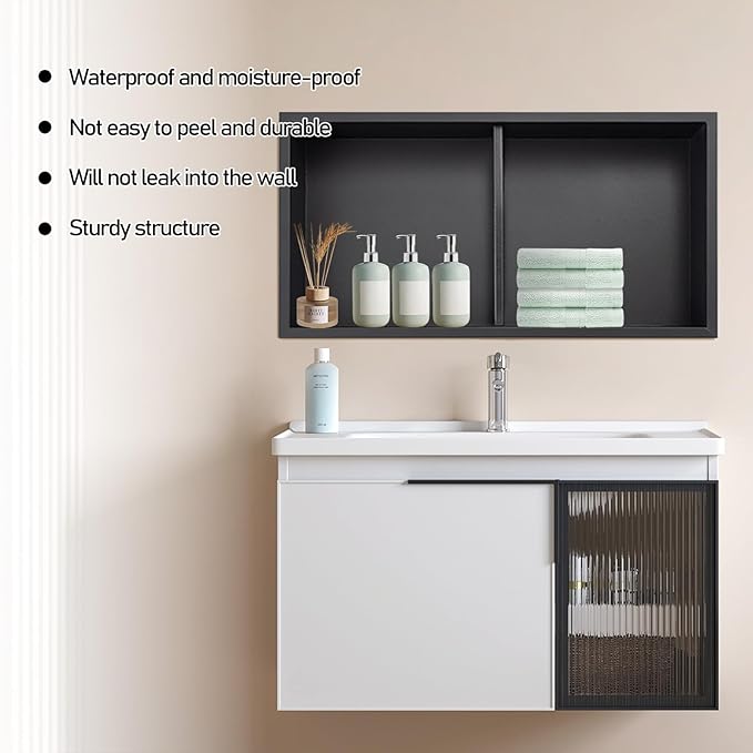 Stainless Steel Shower Niche 24" X 12" Brushed No Tile Needed Wall Niche Double Shelves Recessed Shower Shelf for Bathroom Storage Over Mount Installation