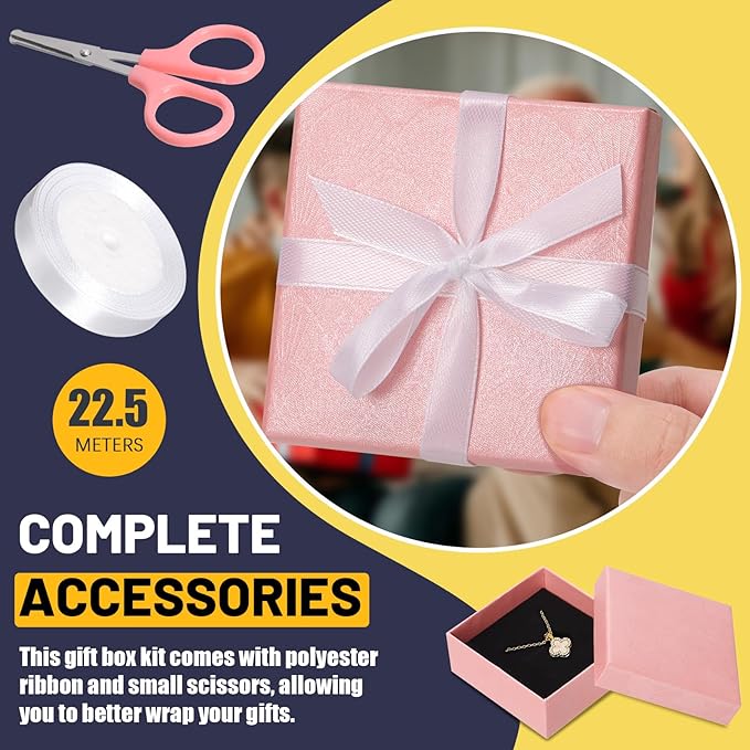 Glarks 12pcs 3.5 x 3.5 x 1.1in Jewelry Gifts Boxes Kit, Pink Fan Shaped Jewelry Boxes for Ring Earring Jewelry, Christmas, Birthday, Anniversaries, Valentine’s Day, Mother’s Day and Other Festivals