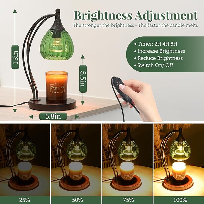 Candle Warmer Lamp, Electric Candle Warmer with Timer Dimmer - Candle Lamp Warmer for Scented Jar Candles - Candle Melter Lamp for Housewarming Gifts New Home Decor