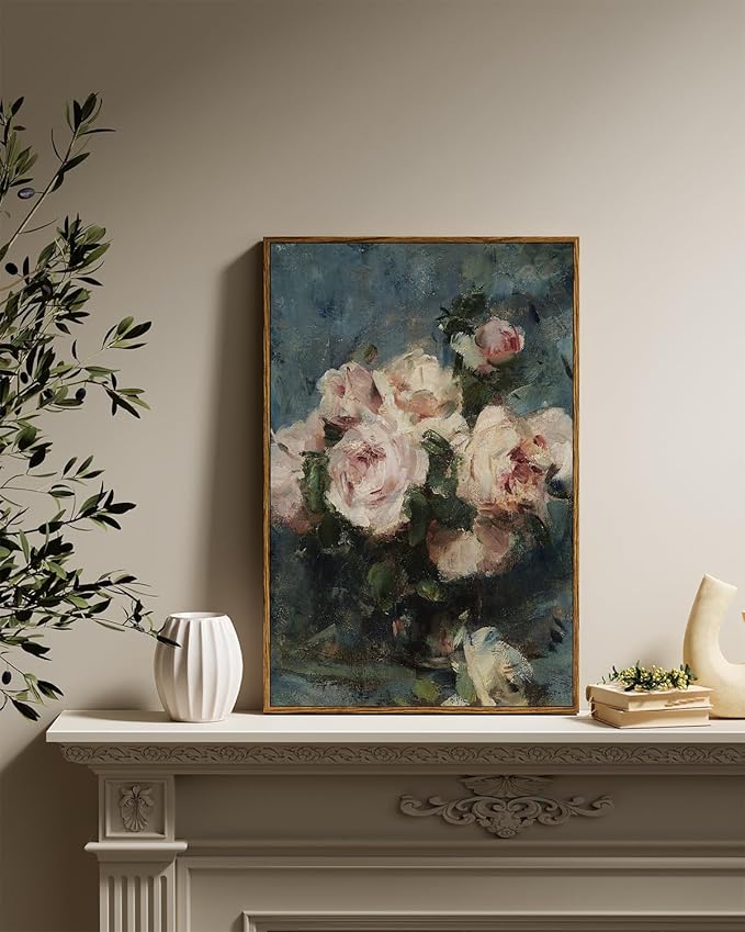 InSimSea Framed Wall Art for Living Room Flower Wall Art Home Decor Roses Vintage Botanical Prints Floral Paintings Canvas Art Wall Decor Floral Home Decor Canvas Prints for Bedroom Office 16x24in