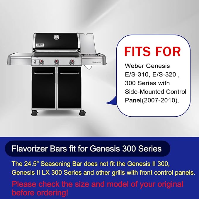 GGC 24.5" Flavorizer Bars for Weber 7539 Genesis 300 310 E310 320 Grills with Side-Controls, 5 PCS Stainless Steel Flavor Bars for Weber 7540 (24.5" L x 2.2" W x 2.3" H)