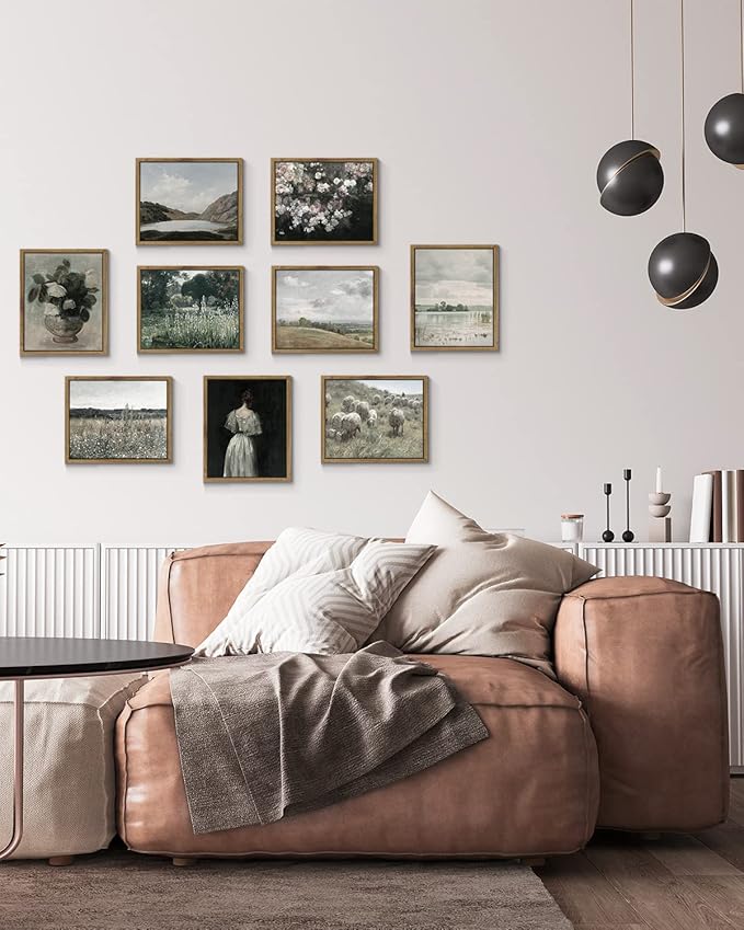 InSimSea Framed Canvas Wall Art Vintage Decor, Home Decor Lake and Mountain Nature Wilderness Landscape Paintings Wall Art for Living Room Bedroom Farmhouse Bathroom Wall Decor, 8"x10"