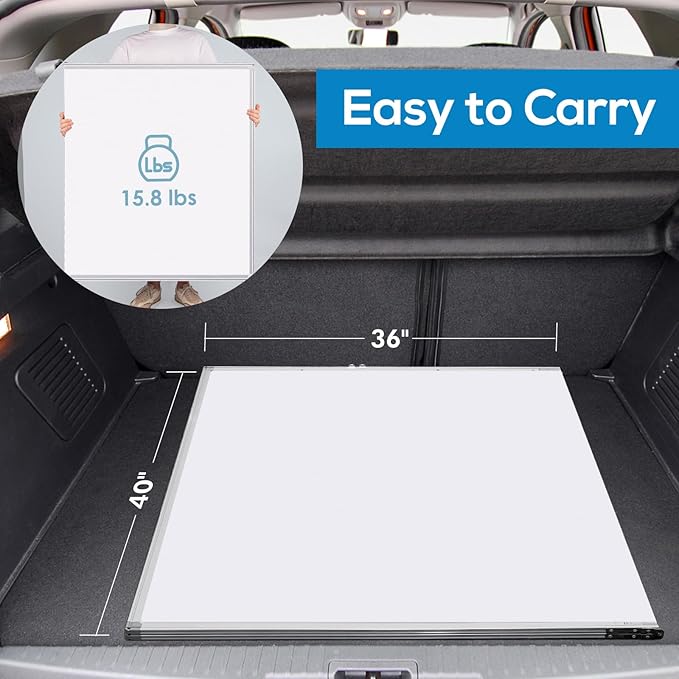 Magnetic White Board Dry Erase Board for Wall，72" x 40" Wall-Mounted Aluminum Frame Marker Board, Foldable Portable Whiteboard with a Long Pen Tray for School, Classroom, Office & Home