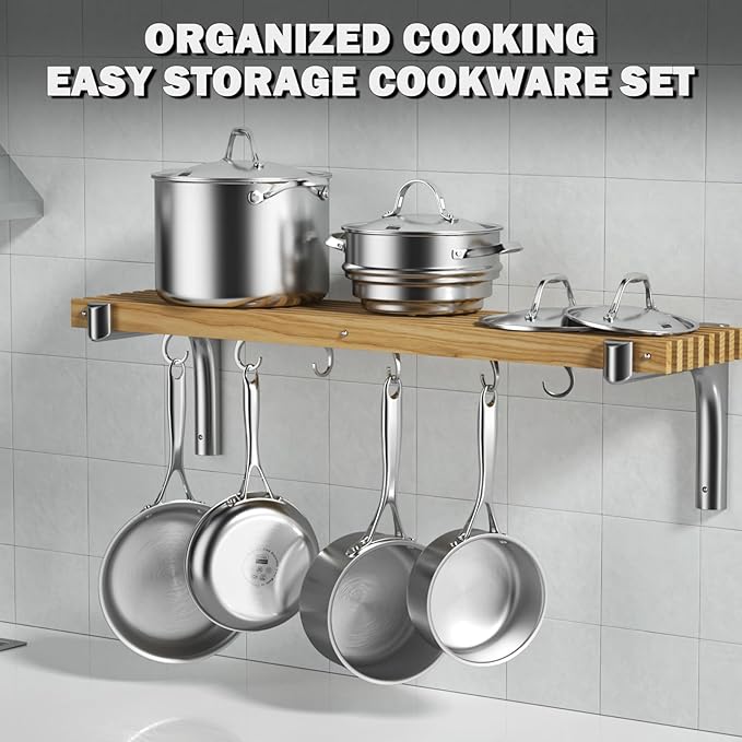 Cooks Standard Stainless Steel Kitchen Cookware Sets 10-Piece, Multi-Ply Full Clad Pots and Pans Cooking Set with Stay-Cool Handles, Dishwasher Safe, Oven Safe 500°F, Silver