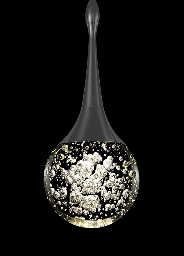 Flashing God Black 1 Light Crystal Pendant Lighting K9 Crystal Globe Pendant Chandeliers Crystal Bubble Chandeliers Kitchen Island Pendant Lighting Dimming LED 2700k 4500k 6000k