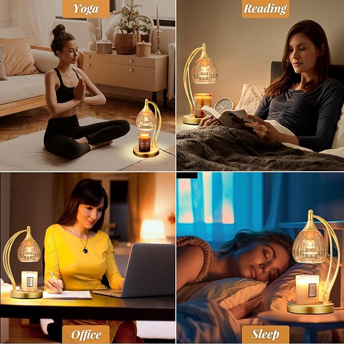 Candle Warmer Lamp, Electric Candle Warmer with Timer Dimmer - Candle Lamp Warmer for Scented Jar Candles - Candle Lamp for Housewarming Gifts New Home Decor (Amber Color)