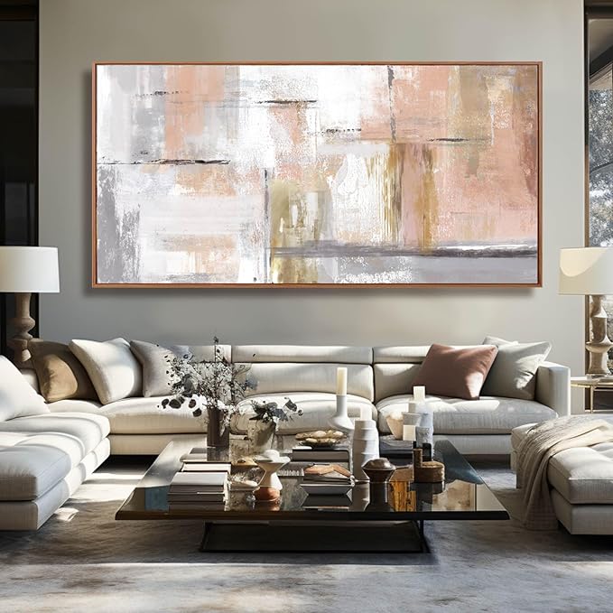 Kureful Large Painting Gold Abstract Wall Art for Living Room Bedroom Office Modern Artwork Graffiti Home Decor 30x60 Inches Ready to Hang