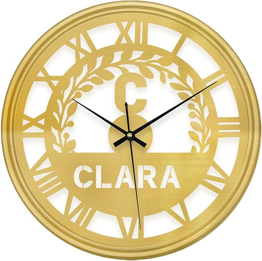 Personalized Name Wall Clock with 7 Color Changing, Custom Vinyl Record Hanging Clock, Iron Art Clock, Decor for Bedroom, Living Room, Home, Office, Housewarming