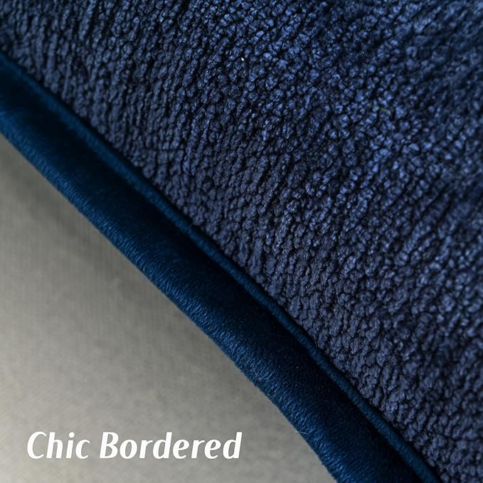 FUTEI Navy Blue Chenille Throw Pillow Covers 26x26 Inch Set of 2,Soft Cozy Bound Edge Design Euro Pillow Sham,Home Decor for Couch Bed Living Room