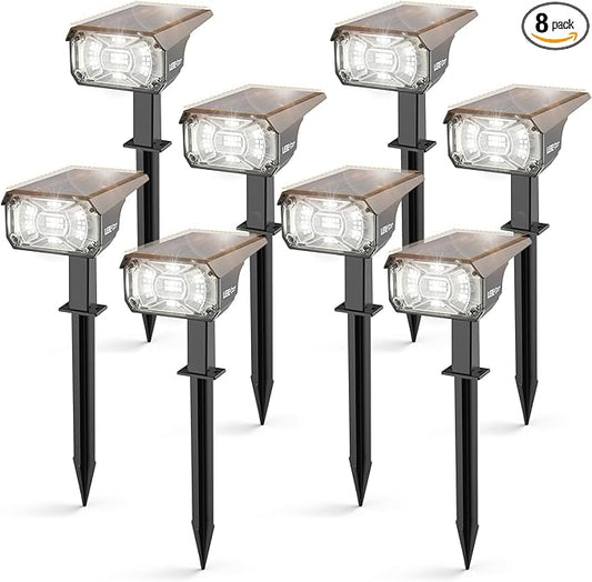 Solar Spot Lights Outdoor,40 LEDs Solar Outdoor Waterproof Landscape Lights with 3 Light Modes, Solar Powered Garden Yard Wall Lights Auto On,Off for Patio 8 Pack