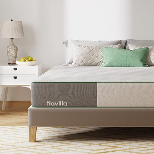Novilla Queen Mattress, 10 Inch Gel Memory Foam Mattress Queen Size for Cool Night Sleep & Pressure Relief, Medium Firm with Breathable Bamboo Cover, Mattress in a Box, Lullaby