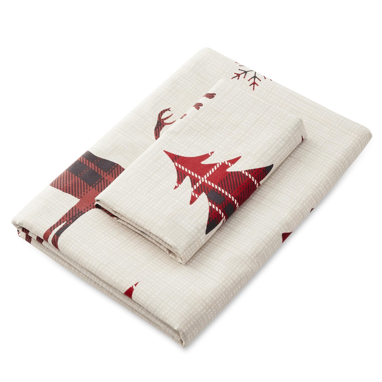 Bedsure Twin Size Christmas Duvet Cover Set - Festive Kids Bedding Set with a Reversible Buffalo Check Christmas Plaid Design, Includes 1 Duvet Cover and 1 Pillow Sham (Twin, Reindeer)