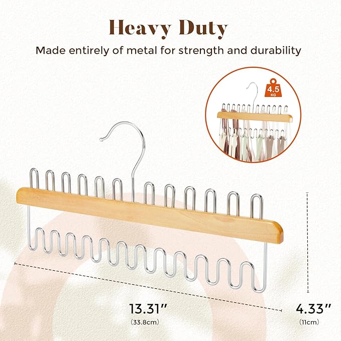 HOUSE DAY Closet Organizers and Storage, Tank Top Hangers, Rotatable Bra Organzier for Closet, Max 48 Storage Capacity Sport Bra Holder, Wood Space Saving Hanger 2 Pack - Dorm Room Essentials