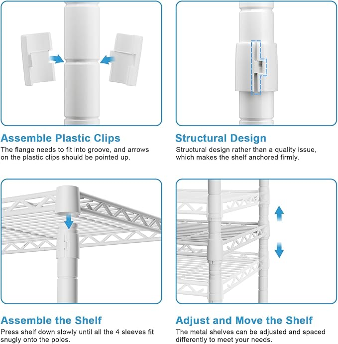 Ulif F2 Clothes Rack, 5 Tiers Heavy Duty Garment Rack for Bedroom, Freestanding Adjustable Closet Storage Organizer, 45" W x 14.5" D x 78.3" H, Load 630lbs, White