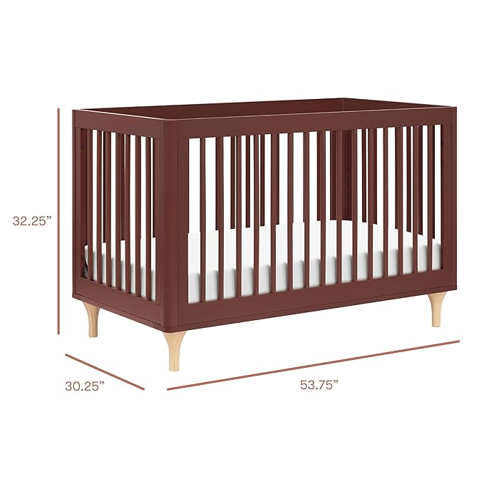 Babyletto Lolly 3-in-1 Baby Crib Convertible to Toddler Bed & Daybed - Easy to Assemble Wood Crib - GREENGUARD Gold Certified - 4 Adjustable Mattress Heights - Includes Toddler Conversion Kit, Crimson