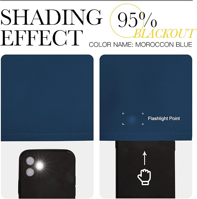 NICETOWN Bedroom Curtain Panels Blackout Draperies, Thermal Insulated Solid Grommet Blackout Curtains/Drapes (Moroccan Blue, 1 Pair, 34 by 45-inch)