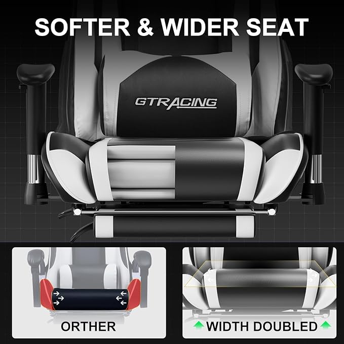 GTRACING Gaming Chair with Footrest, High Back Computer Chair Ergonomic Game Desk Chair Racing Executive Adjustable Swivel Rocker with Headrest and Lumbar Support