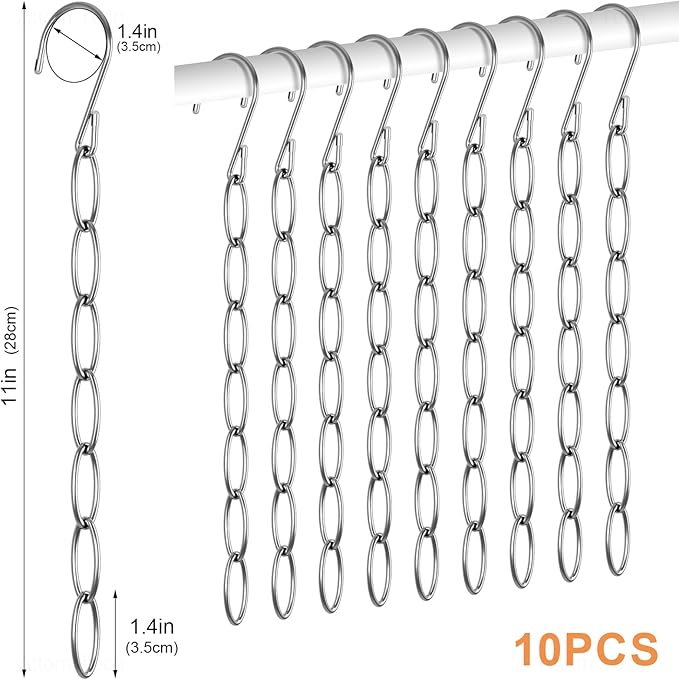 NiHome Clothing Chain Hanger 10-Pack, Metal Closet Organizer Space Saving Hangers with 7 Holes, College Dorm Room Essentials, Closet Organizers and Storage for Home, Office & Travel, Wrinkle-Reducing