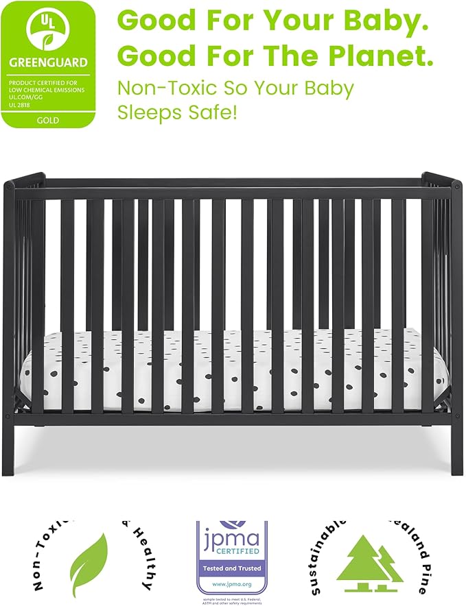 Delta Children Heartland 4-in-1 Convertible Crib, Black