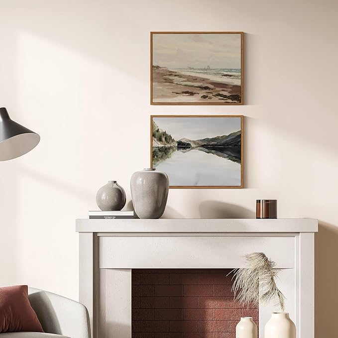 InSimSea Framed Wall Art for Living Room Mountain Reflection Decor Vintage Wall Art Mountain Range Nature Wilderness Art Decorative Rustic for Living Room Bedroom Office Wall Decor 11x14in