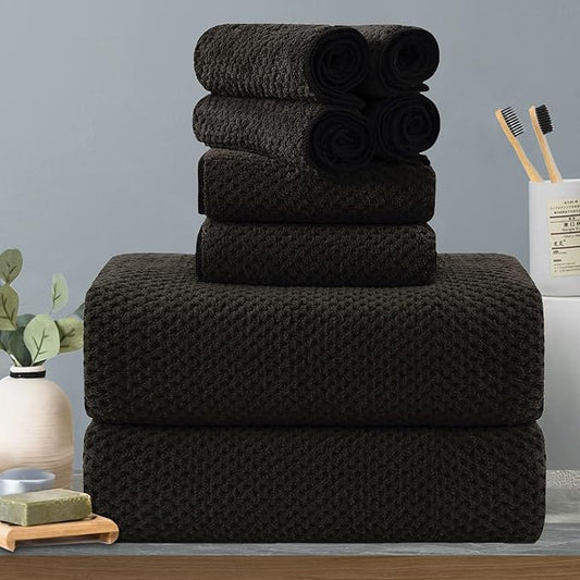 8-Piece Dark Coffee Bath Towels Set,2 Oversized Large Bath Towels Sheet,2 Hand Towels and 4 Washcloths - 600 GSM Soft Luxury Towel Set,Highly Absorbent Quick Dry Towel for Bathroom,Hotel and Spa