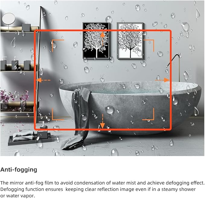 LED Bathroom Mirror Wall-Mounted Vanity Mirror with Anti Fog,Dimmable Waterproof Smart Touch Button Makeup Mirror with Lights Vertical & Horizontal (40x24 Inch)