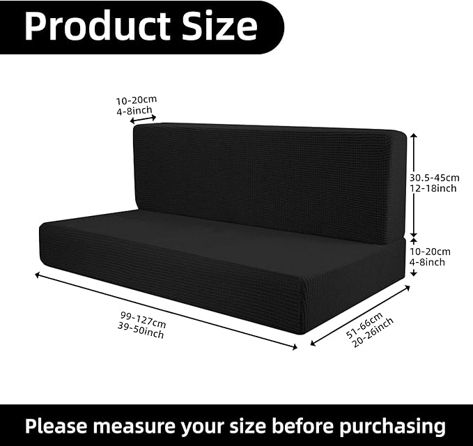 Rv Dinette Cushion Covers,Jacquard Stretchable Camper Cushion Cover,RV Cushion Slipcover,Rv Couch Cover Replacement for RV Camper Car Bench,2 Backrest Covers and 2 Bench Covers (Checkered,Black)