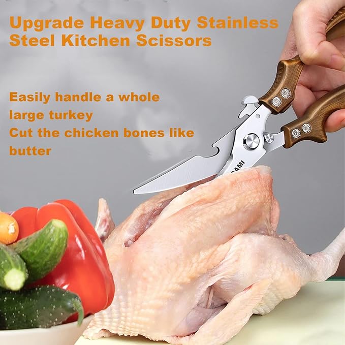 Premium Kitchen Shears 2-Pack Heavy Duty Poultry & Meat Scissors, Bone Shears for Cooking