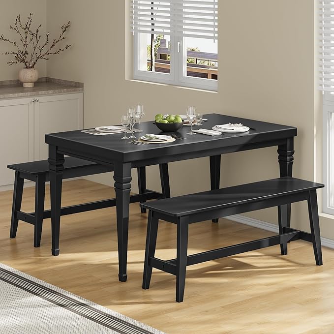 HOOBRO 39.3'' Bamboo Dining Bench, Farmhouse Kitchen Table Bench, Kitchen & Living Room Furniture, Easy to Assemble, Sturdy and Stable, Black BK03CD01G2