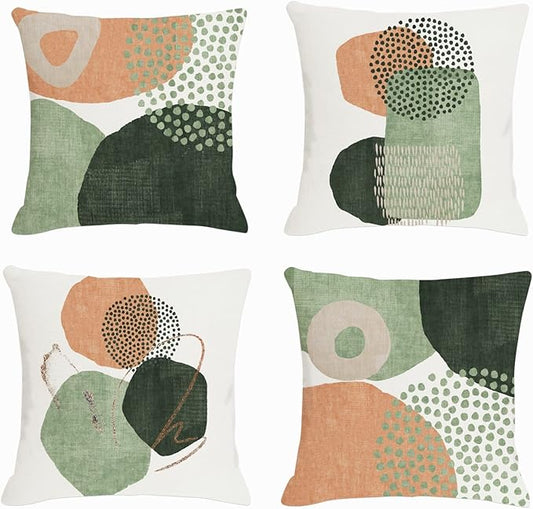 Jartinle Mid Century Modern Throw Pillow Covers 18x18 Set of 4 Boho Aesthetic Geometric Pillow Covers for Outdoor Couch Sofa Minimalist Home Deco