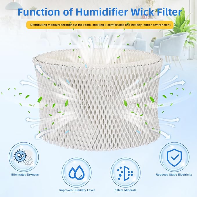 Humidifier Wick Filter PSU10E1BB, Humidifier Wicking Filter Compaitble with Pelonis Humidifier PSU10E1BB, PSU10E1WW, PSU10E2FWW and PSU10E2FBB, 2 Pcs