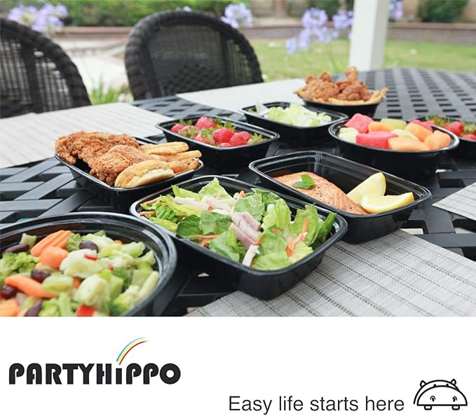 PARTYHIPPO Small Meal Prep Containers Single Lids, 12 OZ 12-pack, Food Storage Bento BPA Free | Stackable | Reusable Lunch Boxes, Microwave/Dishwasher, Freezer Safe,Portion Control
