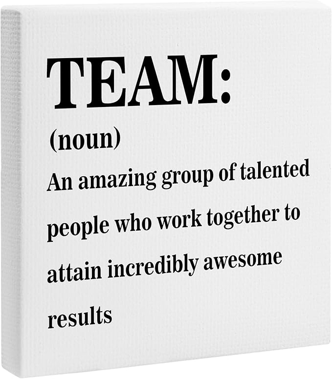 Team Noun Framed Canvas Print Poster - 11.8’’ Inspirational Quote Canvas Artwork Prints - Wall Painting Favors For Employees Coworkers - Wall Art Decor For Home Bedroom Office - A08