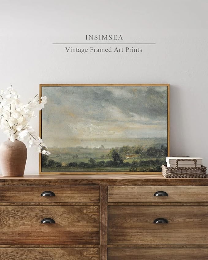 InSimSea Framed Canvas Wall Art Vintage Decor, Room Decor Vintage Landscape Artwork Home Wall Decor, Kitchen Office Farmhouse Bathroom decor, 16"x24"