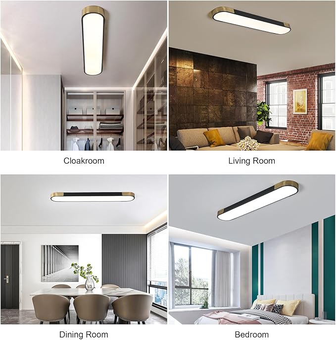 Tioolo Dimmable LED Ceiling Lights Flush Mount Ceiling Light 4FT LED Wraparound Light with Remote Linear Light Fixture for Kitchen Laundry Closet Garage Office Hallway (60W/3000-6500K)