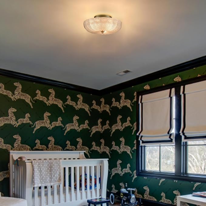 DIRYZON Modern 3-Light Ceiling Light Fixture,Brass Hallway Light Fixtures Ceiling,Semi Flush Mount Ceiling Light with 12 Inch Fine Sand Glass for Kitchen Living Room Bedroom