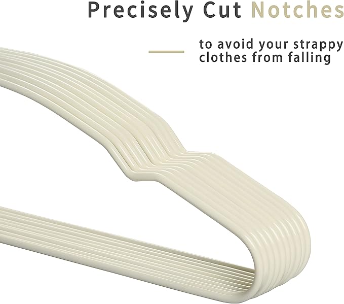 TOPIA HANGER Metal Hangers 20 Pack, Adult Clothes Hangers Space Saving & Non Slip Rubber Coated, Heavy Duty Wire Hanger for Coat,Shirt,Strap Dress,Ivory-CT12I