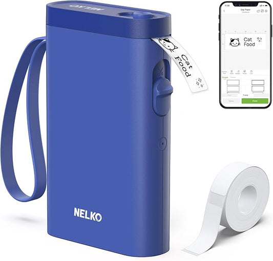 Nelko Label Maker Machine with Tape, P21 Bluetooth Label Printer, Wireless Mini Label Makers with Multiple Templates for School Office Home, Blue