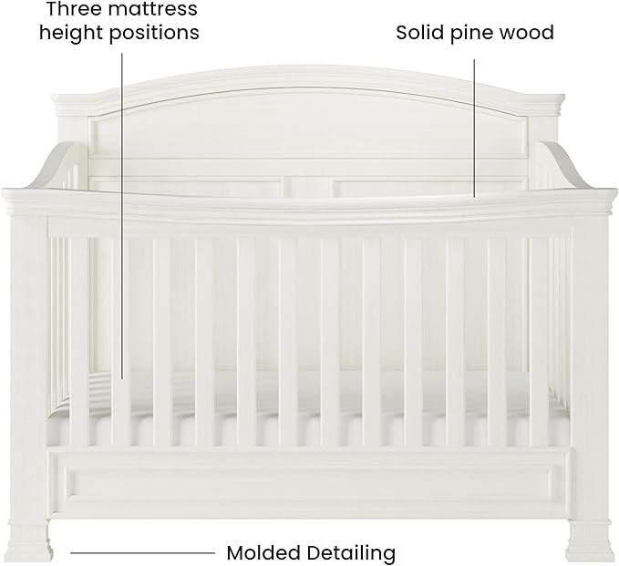 Child Craft Legacy Westgate 4-in-1 Convertible Crib, Baby Crib Converts to Day Bed, Toddler Bed and Full Size Bed, 3 Adjustable Mattress Positions, Baby Safe Finish (Vintage Linen)