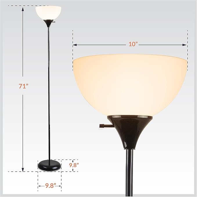 Newhouse Lighting 71-in. Charles Black Modern Standing Lamp NHFL-CH-BK, Floor Lamp for Living Room, Bedroom, and Other Home Decor, Ambient Lighting and Mood Lighting for Office Decor