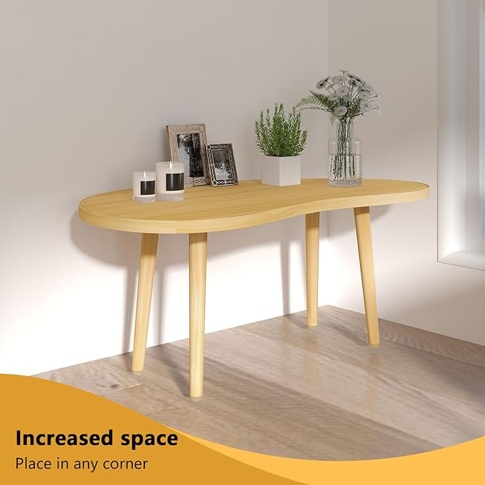 Mango Coffee Table Low Table with 4 Solid Wood Sturdy Legs, Floor Table Desk for Sitting on The Floor, Storage and Living Room Furniture (Natural)