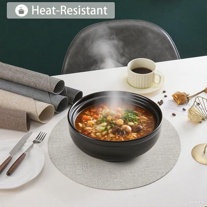 Round Placemats Set of 8, Reversible Faux Leather Waterproof and Heat Resistant Place Mats, Beige Oilproof Wipeable Washable Table Protective Placemats for Indoor & Outdoor