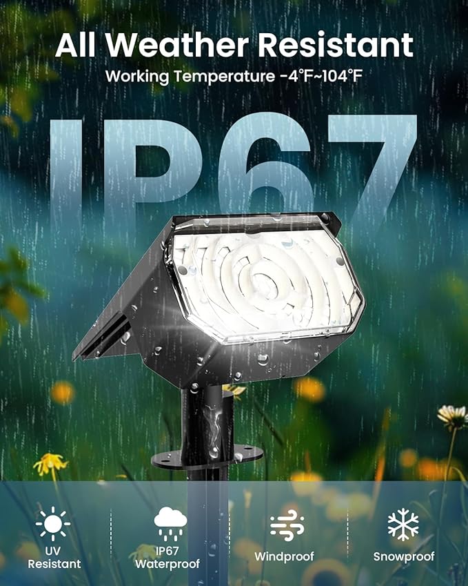 Solar Spot Lights Outdoor Waterproof IP67, 6 Lighting Modes 60 LED, Landscape Spotlights for Tree Yard Garden House Driveway Pathway（6 Pack）