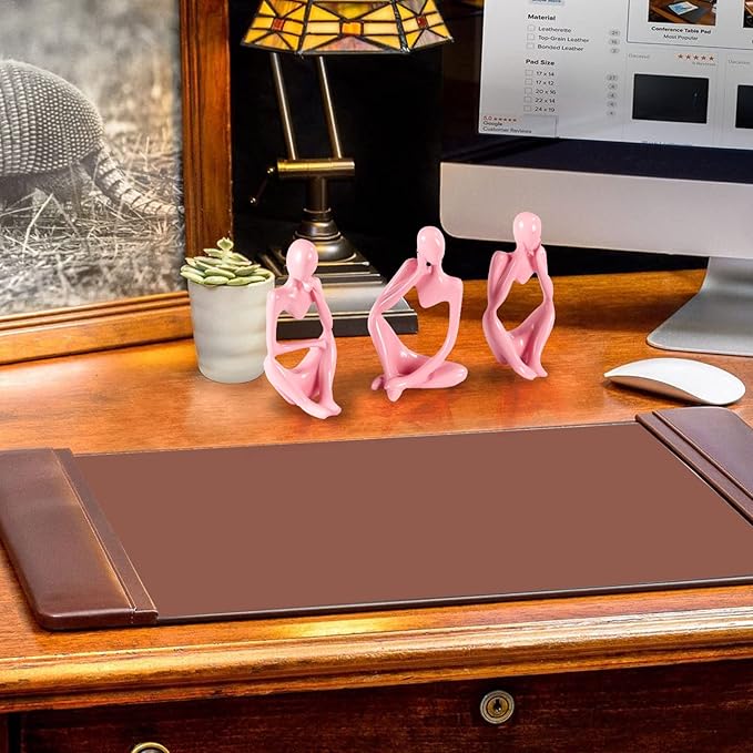 Thinker Statue Gold Decor Abstract Art Sculpture, Golden Resin Collectible Figurines for Home Living Room Office Shelf Decoration,Great Gifts Ideas (Pink)