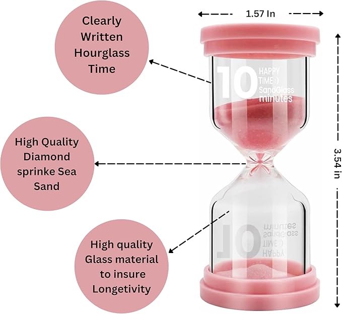 Sand Timer for Kids 4 Pack Colorful Hourglass 3min, 5mins, 10mins, 30mins Sand Clock Timer for Classroom, Games and Kids Room
